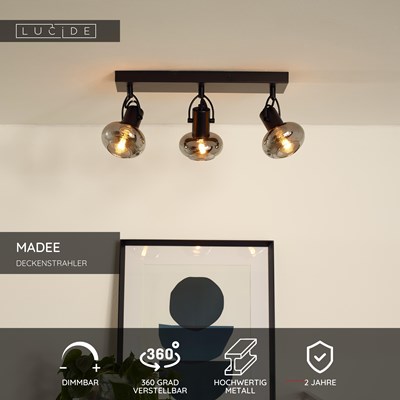 Lucide MADEE - Deckenstrahler - 3xE14 - Schwarz